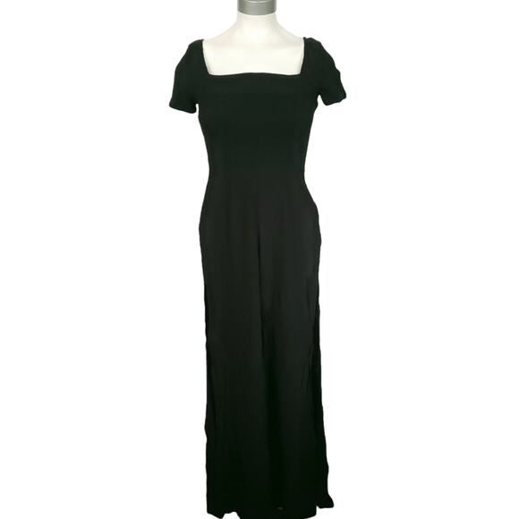 Capulet Pants - CAPULET Nina slit leg smocked textured short sleeve black jumpsuit Size XS